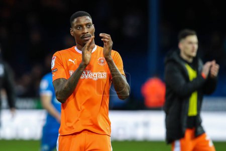 Photo for Marvin Ekpiteta of Blackpool applauds the travelling fans after the Sky Bet League 1 match Peterborough United vs Blackpool at Weston Homes Stadium, Peterborough, United Kingdom, 17th February 202 - Royalty Free Image