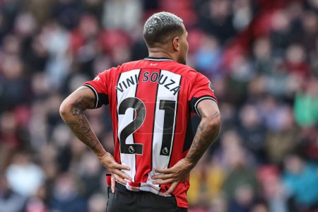 Photo for Shirt back of Vinicius Souza of Sheffield United during the Premier League match Sheffield United vs Brighton and Hove Albion at Bramall Lane, Sheffield, United Kingdom, 18th February 202 - Royalty Free Image