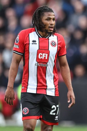 Photo for Yasser Larouci of Sheffield United during the Premier League match Sheffield United vs Brighton and Hove Albion at Bramall Lane, Sheffield, United Kingdom, 18th February 202 - Royalty Free Image