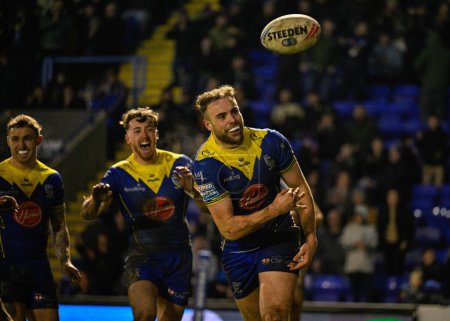 Photo for Lachlan Fitzgibbon of Warrington Wolves celebrates his try to make it 30-10 Warrington, during the Betfred Super League Round 2 match Warrington Wolves vs Hull FC at Halliwell Jones Stadium, Warrington, United Kingdom, 23rd February 202 - Royalty Free Image