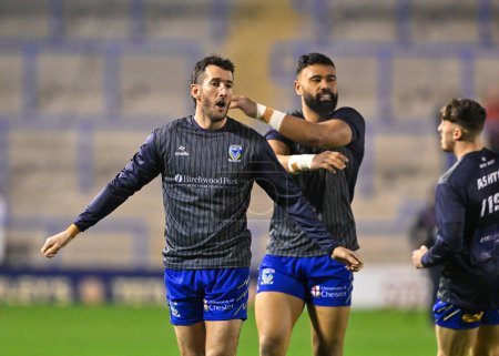 Photo for Stefan Ratchford of Warrington Wolves during pre match warm up, during the Betfred Super League Round 2 match Warrington Wolves vs Hull FC at Halliwell Jones Stadium, Warrington, United Kingdom, 23rd February 202 - Royalty Free Image