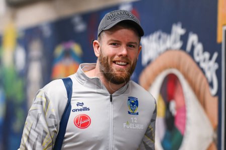 Photo for Lachlan Fitzgibbon of Warrington Wolves arrives ahead of the Betfred Super League Round 2 match Warrington Wolves vs Hull FC at Halliwell Jones Stadium, Warrington, United Kingdom, 23rd February 202 - Royalty Free Image