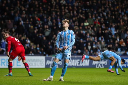 Photo for Josh Eccles of Coventry City reacts during the Sky Bet Championship match Coventry City vs Preston North End at Coventry Building Society Arena, Coventry, United Kingdom, 23rd February 202 - Royalty Free Image