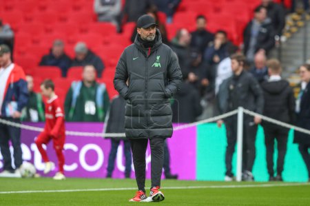 Photo for Jrgen Klopp manager of Liverpool looks on in the pregame warmup session during the Carabao Cup Final match Chelsea vs Liverpool at Wembley Stadium, London, United Kingdom, 25th February 202 - Royalty Free Image