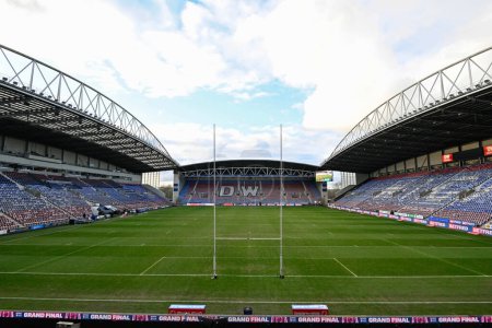 Photo for A general view of the DW Stadium ahead of the match, during the 2024 World Club Challenge match Wigan Warriors vs Penrith Panthers at DW Stadium, Wigan, United Kingdom, 24th February 202 - Royalty Free Image
