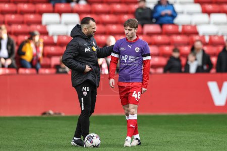 Photo for Luca Connell of Barnsley in the pregame warmup session during the Sky Bet League 1 match Barnsley vs Derby County at Oakwell, Barnsley, United Kingdom, 24th February 202 - Royalty Free Image