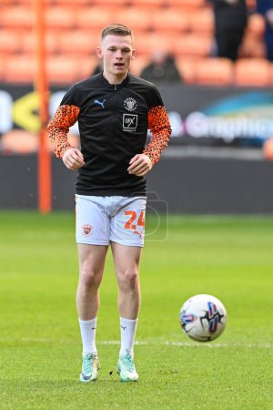 Photo for Andy Lyons of Blackpool during the pre-game warmup ahead of the Sky Bet League 1 match Blackpool vs Bolton Wanderers at Bloomfield Road, Blackpool, United Kingdom, 24th February 202 - Royalty Free Image