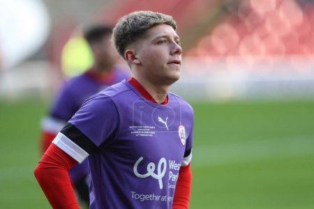 Photo for Aiden Marsh of Barnsley in the pregame warmups during the Sky Bet League 1 match Barnsley vs Derby County at Oakwell, Barnsley, United Kingdom, 24th February 202 - Royalty Free Image