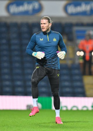 Photo for Loris Karius of Newcastle United warms up ahead of the match, during the Emirates FA Cup 5th Round match Blackburn Rovers vs Newcastle United at Ewood Park, Blackburn, United Kingdom, 27th February 202 - Royalty Free Image