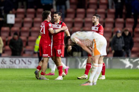 Photo for Players of Leyton Orient celebrate their sides victory after the final whistle during the Sky Bet League 1 match Leyton Orient vs Blackpool at Matchroom Stadium, London, United Kingdom, 27th February 2024 - Royalty Free Image