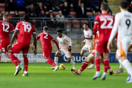 Photo for Karamoko Dembele of Blackpool in action during the Sky Bet League 1 match Leyton Orient vs Blackpool at Matchroom Stadium, London, United Kingdom, 27th February 202 - Royalty Free Image