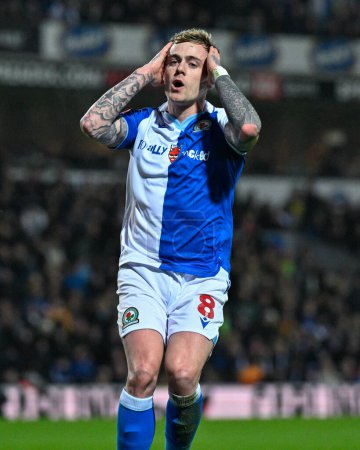 Photo for Sammie Szmodics of Blackburn Rovers reacts to a miss chance on goal, during the Emirates FA Cup 5th Round match Blackburn Rovers vs Newcastle United at Ewood Park, Blackburn, United Kingdom, 27th February 202 - Royalty Free Image