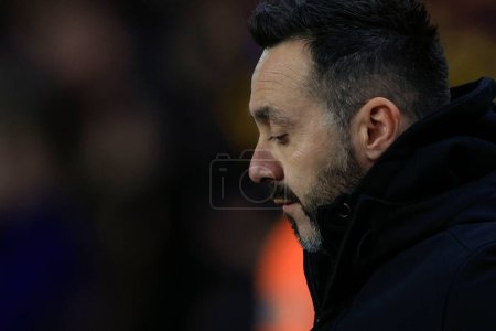 Photo for Roberto De Zerbi the Brighton & Hove Albion manager during the Emirates FA Cup 5th Round match Wolverhampton Wanderers vs Brighton and Hove Albion at Molineux, Wolverhampton, United Kingdom, 28th February 202 - Royalty Free Image