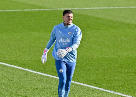 Photo for Ederson of Manchester City, during the Manchester City open training Session at Etihad Campus, Manchester, United Kingdom, 5th March 202 - Royalty Free Image