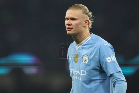 Photo for Erling Haaland  of Manchester City during the UEFA Champions League match Manchester City vs F.C. Copenhagen at Etihad Stadium, Manchester, United Kingdom, 6th March 202 - Royalty Free Image