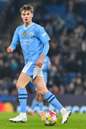 Photo for Jacob Wright of Manchester City in action during the UEFA Champions League match Manchester City vs F.C. Copenhagen at Etihad Stadium, Manchester, United Kingdom, 6th March 202 - Royalty Free Image