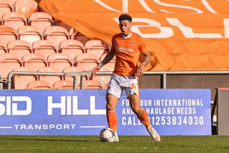 Photo for Jordan Lawrence-Gabriel of Blackpool makes a break with the ball during the Sky Bet League 1 match Blackpool vs Portsmouth at Bloomfield Road, Blackpool, United Kingdom, 9th March 202 - Royalty Free Image