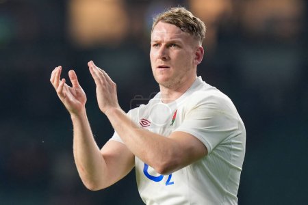 Photo for Alex Dombrandt of England salutes the fans after the 2024 Guinness 6 Nations match England vs Ireland at Twickenham Stadium, Twickenham, United Kingdom, 9th March 202 - Royalty Free Image