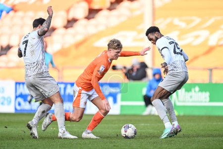 Photo for George Byers of Blackpool makes a break with the ball during the Sky Bet League 1 match Blackpool vs Portsmouth at Bloomfield Road, Blackpool, United Kingdom, 9th March 202 - Royalty Free Image