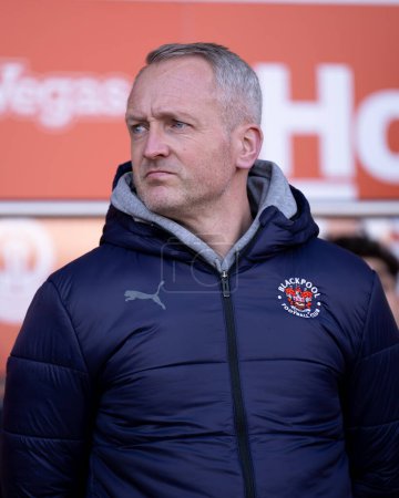 Photo for Neil Critchley manager of Blackpool during the Sky Bet League 1 match Blackpool vs Portsmouth at Bloomfield Road, Blackpool, United Kingdom, 9th March 202 - Royalty Free Image