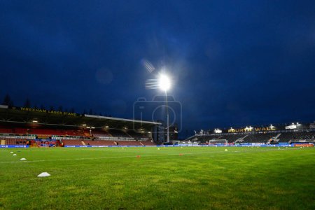 Photo for A general view of the SToK Cae Ras ahead of the match, during the Sky Bet League 2 match Wrexham vs Harrogate Town at SToK Cae Ras, Wrexham, United Kingdom, 12th March 202 - Royalty Free Image