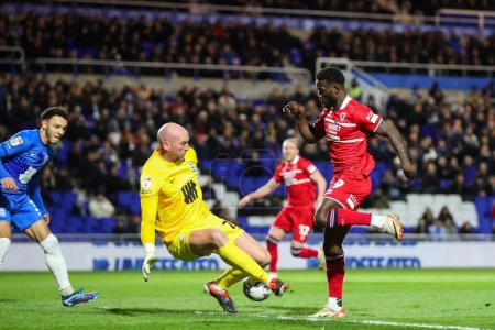 Photo for John Ruddy of Birmingham City saves a shot from Emmanuel Latte Lath of Middlesbrough during the Sky Bet Championship match Birmingham City vs Middlesbrough at St Andrews, Birmingham, United Kingdom, 12th March 202 - Royalty Free Image