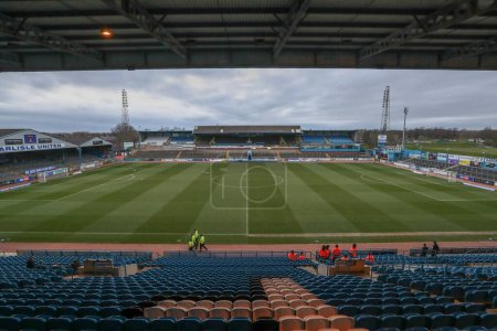 Photo for A general view of Brunton Park during the Sky Bet League 1 match Carlisle United vs Barnsley at Brunton Park, Carlisle, United Kingdom, 12th March 202 - Royalty Free Image