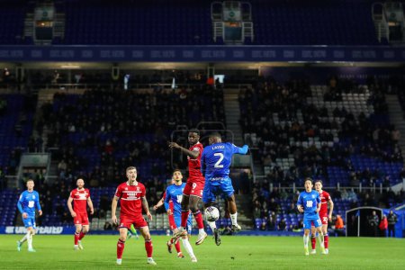 Photo for Both Emmanuel Latte Lath of Middlesbrough and Ethan Laird of Birmingham City fail to connect with their headers during the Sky Bet Championship match Birmingham City vs Middlesbrough at St Andrews, Birmingham, United Kingdom, 12th March 202 - Royalty Free Image