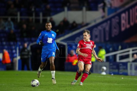 Photo for Lukas Engel of Middlesbrough passes the ball during the Sky Bet Championship match Birmingham City vs Middlesbrough at St Andrews, Birmingham, United Kingdom, 12th March 202 - Royalty Free Image