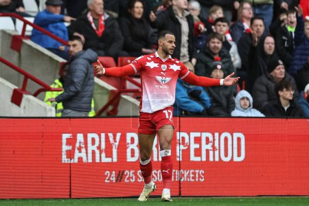 Photo for Barry Cotter of Barnsley reacts during the Sky Bet League 1 match Barnsley vs Cheltenham Town at Oakwell, Barnsley, United Kingdom, 16th March 202 - Royalty Free Image