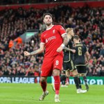 Dominik Szoboszlai of Liverpool celebrates his goal to make it 5-1 Liverpool, during the UEFA Europa League match Liverpool vs Sparta Prague at Anfield, Liverpool, United Kingdom, 14th March 202