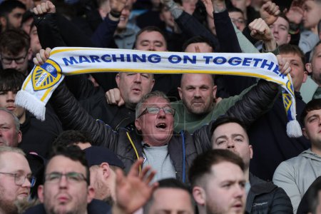 Photo for Leeds United supporters cheer on their team during the Sky Bet Championship match Leeds United vs Millwall at Elland Road, Leeds, United Kingdom, 17th March 202 - Royalty Free Image