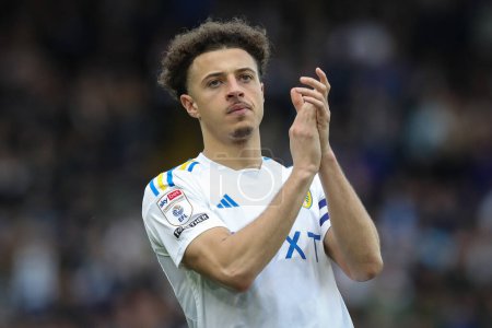 Photo for Ethan Ampadu of Leeds United claps his hands and applauds the supporters during the Sky Bet Championship match Leeds United vs Millwall at Elland Road, Leeds, United Kingdom, 17th March 202 - Royalty Free Image