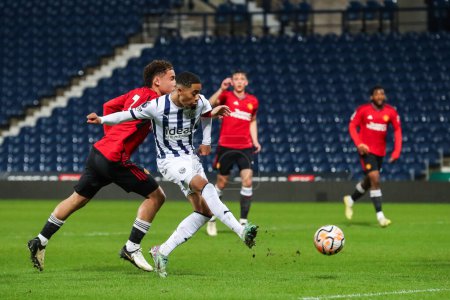 Photo for Deago Nelson of West Bromwich Albion has a shot at goal during the Premier League 2 U23 match West Bromwich Albion vs Manchester United at The Hawthorns, West Bromwich, United Kingdom, 18th March 202 - Royalty Free Image