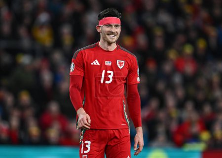 Photo for Kieffer Moore of Wales, during the UEFA Euro Qualifiers Play-Off Semi-Final match Wales vs Finland at Cardiff City Stadium, Cardiff, United Kingdom, 21st March 202 - Royalty Free Image