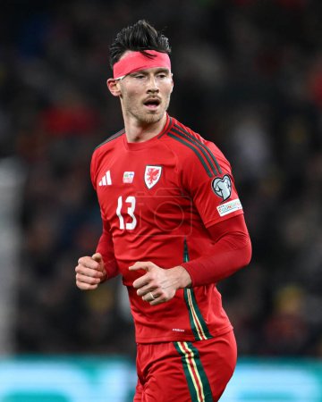 Photo for Kieffer Moore of Wales, during the UEFA Euro Qualifiers Play-Off Semi-Final match Wales vs Finland at Cardiff City Stadium, Cardiff, United Kingdom, 21st March 202 - Royalty Free Image