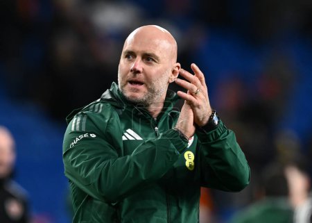Photo for Rob Page Manager of Wales claps fans at full time, during the UEFA Euro Qualifiers Play-Off Semi-Final match Wales vs Finland at Cardiff City Stadium, Cardiff, United Kingdom, 21st March 202 - Royalty Free Image