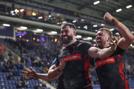 Photo for Alex Walmsley of St. Helens celebrates his try during the Betfred Challenge Cup Sixth Round match Leeds Rhinos vs St Helens at Headingley Stadium, Leeds, United Kingdom, 22nd March 202 - Royalty Free Image