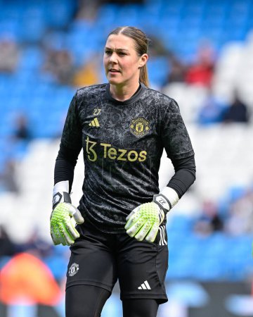 Photo for Mary Earps of Manchester United Women warms up ahead of the match,during The FA Women's Super League match Manchester City Women vs Manchester United Women at Etihad Stadium, Manchester, United Kingdom, 23rd March 202 - Royalty Free Image