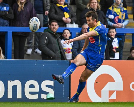 Photo for Stefan Ratchford of Warrington Wolves converts his sides try during the Betfred Challenge Cup Sixth Round match Warrington Wolves vs London Broncos at Halliwell Jones Stadium, Warrington, United Kingdom, 23rd March 202 - Royalty Free Image