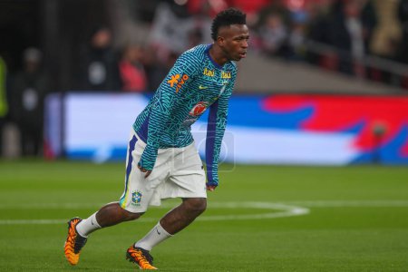 Photo for Vinicius Junior of Brazil in the pregame warmup session during the International Friendly match England vs Brazil at Wembley Stadium, London, United Kingdom, 23rd March 202 - Royalty Free Image
