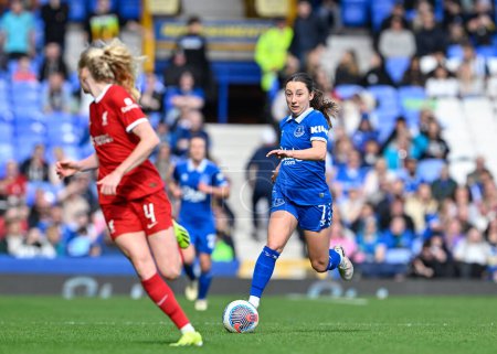 Photo for Clare Wheeler of Everton Women breaks forward with the ball, during The FA Women's Super League match Everton Women vs Liverpool Women at Goodison Park, Liverpool, United Kingdom, 24th March 202 - Royalty Free Image