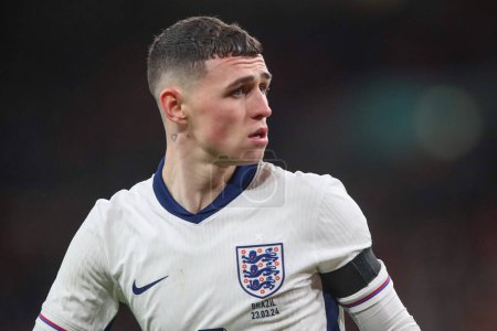Photo for Phil Foden of England during the International Friendly match England vs Brazil at Wembley Stadium, London, United Kingdom, 23rd March 202 - Royalty Free Image