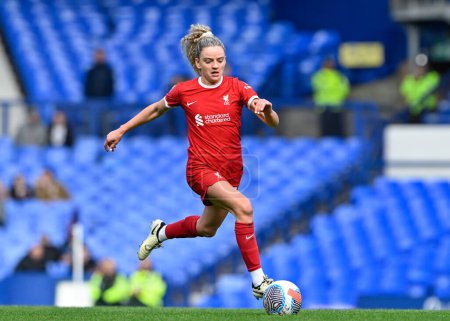 Photo for Leanne Kiernan of Liverpool Women breaks forward with the ball, during The FA Women's Super League match Everton Women vs Liverpool Women at Goodison Park, Liverpool, United Kingdom, 24th March 202 - Royalty Free Image