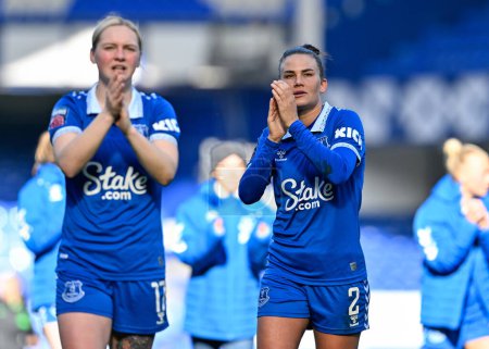 Photo for Katrine Veje of Everton Women claps fans at full time, during The FA Women's Super League match Everton Women vs Liverpool Women at Goodison Park, Liverpool, United Kingdom, 24th March 202 - Royalty Free Image