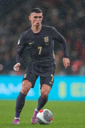Photo for Phil Foden of England with the ball during the International Friendly match England vs Belgium at Wembley Stadium, London, United Kingdom, 26th March 202 - Royalty Free Image