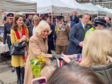 Photo for Her Majesty the Queen visits Shrewsbury Farmers Market, Shrewsbury, United Kingdom, 27th March 2024 - Royalty Free Image
