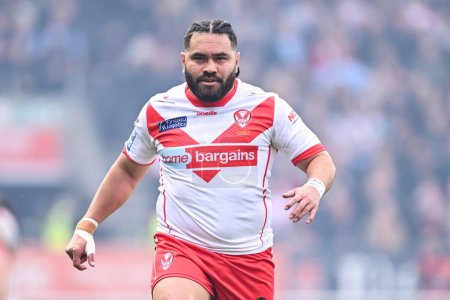 Photo for Konrad Hurrell of St. Helens during the Betfred Super League Round 6 match St Helens vs Wigan Warriors at Totally Wicked Stadium, St Helens, United Kingdom, 29th March 202 - Royalty Free Image