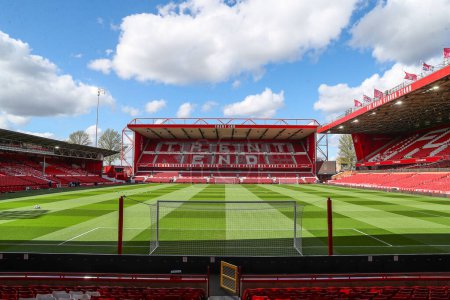 Photo for A general view inside of the City Ground, home of Nottingham Forest ahead of the Premier League match Nottingham Forest vs Crystal Palace at City Ground, Nottingham, United Kingdom, 30th March 202 - Royalty Free Image