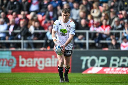 Photo for Alex Smith of Wigan Warriors during pre match warm up ahead of the Betfred Super League Round 6 match St Helens vs Wigan Warriors at Totally Wicked Stadium, St Helens, United Kingdom, 29th March 202 - Royalty Free Image